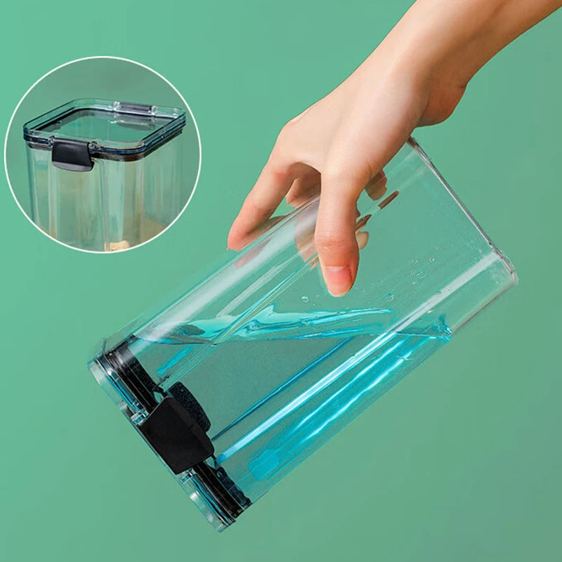 Clear Food Storage Container with Lid – Plastic Kitchen & Pantry Organizer Canister