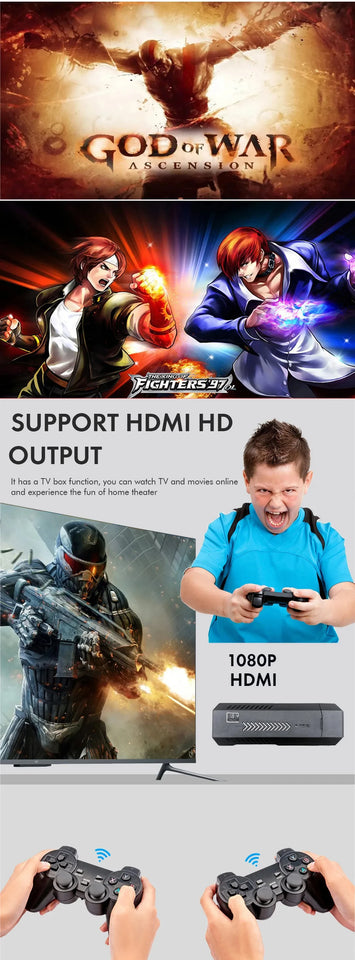 X2 Plus GD10 Pro Retro Game Stick – 4K HD TV Console with 2.4G Wireless Controllers, 50+ Emulators & 40,000+ Built-In Games (128GB)