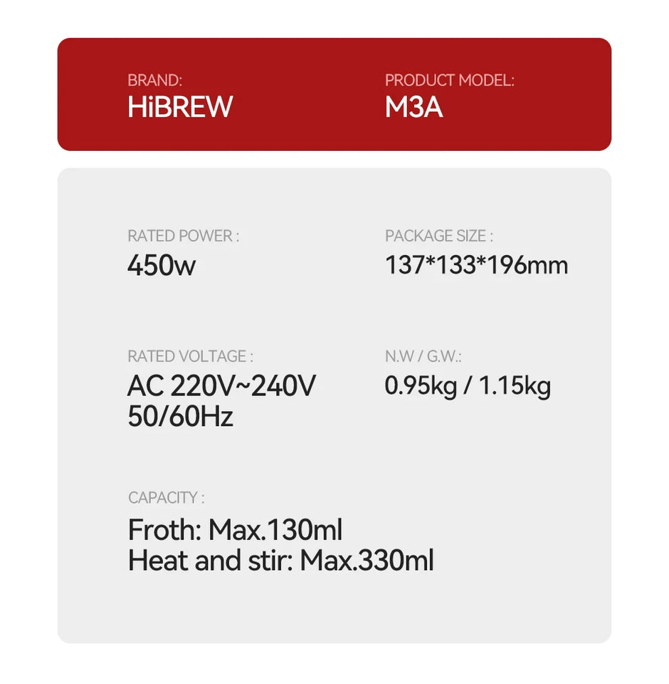 HiBREW 4-in-1 Automatic Milk Frother & Warmer – Hot/Cold Foam Maker for Latte, Cappuccino, Chocolate & Protein Drinks (M3A)