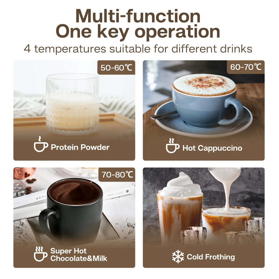 HiBREW 4-in-1 Automatic Milk Frother & Warmer – Hot/Cold Foam Maker for Latte, Cappuccino, Chocolate & Protein Drinks (M3A)