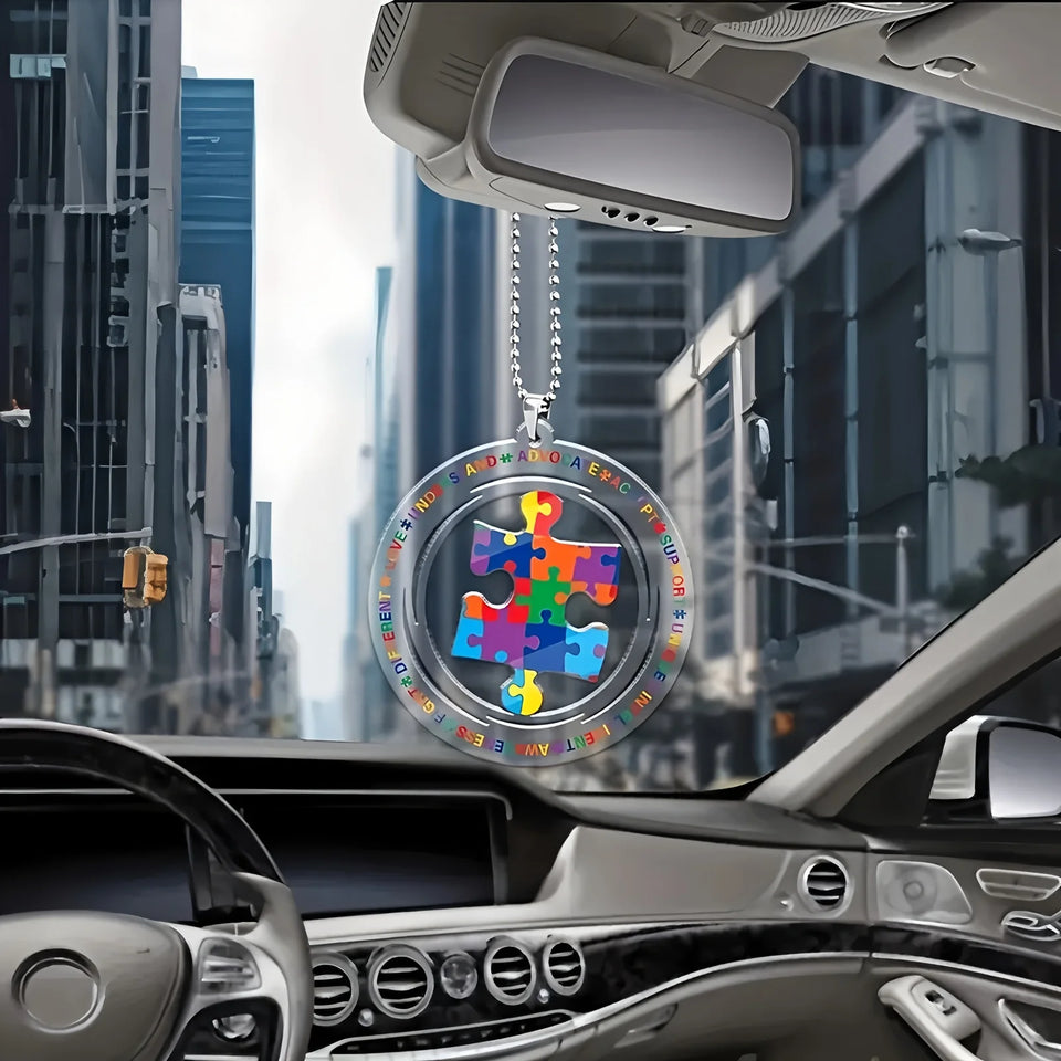 Autism Awareness Puzzle Piece Car Hanging Ornament – Acrylic Decoration