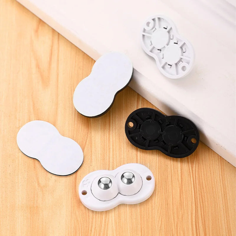 Self-Adhesive Universal Caster Wheels – 360° Swivel Mini Sticky Pulleys for Storage Boxes & Furniture (Set of 4)