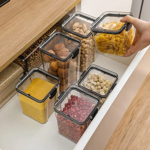 Clear Food Storage Container with Lid – Plastic Kitchen & Pantry Organizer Canister