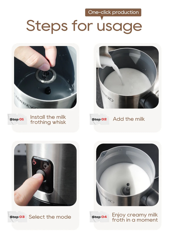 HiBREW 4-in-1 Automatic Milk Frother & Warmer – Hot/Cold Foam Maker for Latte, Cappuccino, Chocolate & Protein Drinks (M3A)