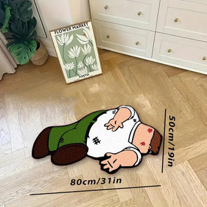 Funny Cartoon Character Floor Rug – Polyester Printed Carpet for Home & Décor