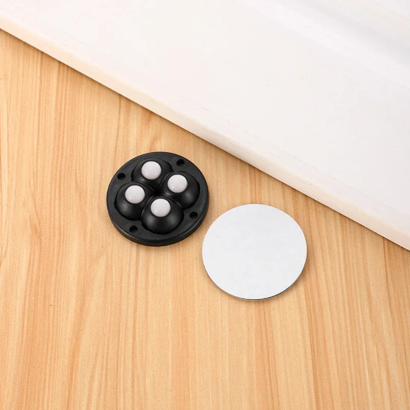 Self-Adhesive Universal Caster Wheels – 360° Swivel Mini Sticky Pulleys for Storage Boxes & Furniture (Set of 4)
