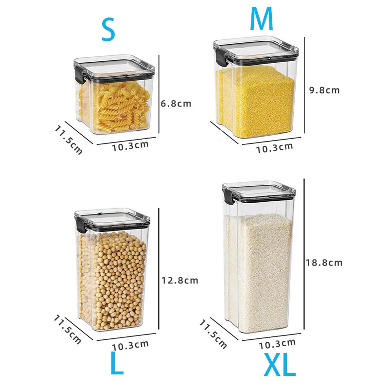 Clear Food Storage Container with Lid – Plastic Kitchen & Pantry Organizer Canister
