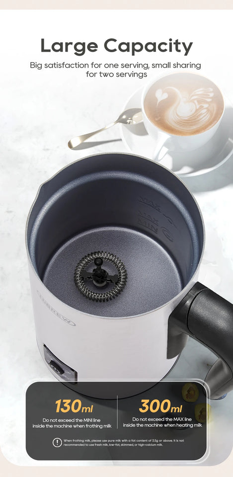 HiBREW 4-in-1 Automatic Milk Frother & Warmer – Hot/Cold Foam Maker for Latte, Cappuccino, Chocolate & Protein Drinks (M3A)