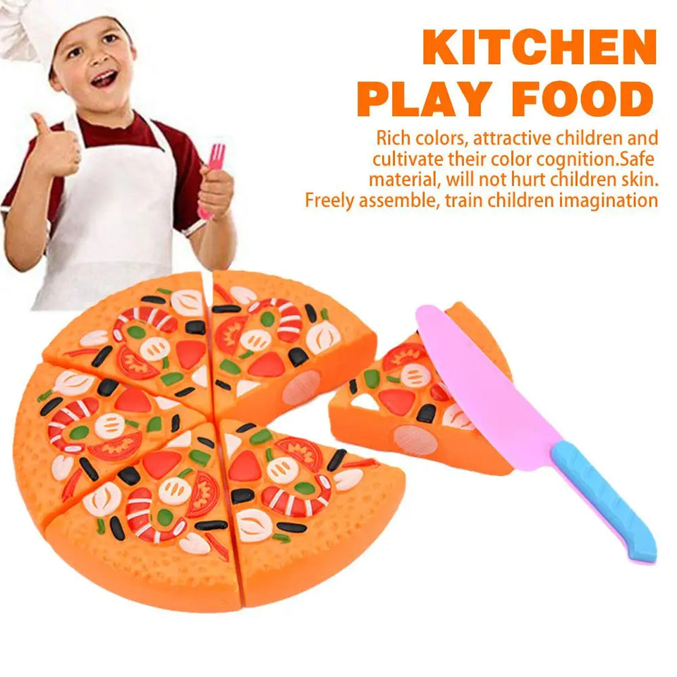 Kids Pizza Cutting Toy Set – Pretend Play Kitchen Food Simulation for Girls & Boys