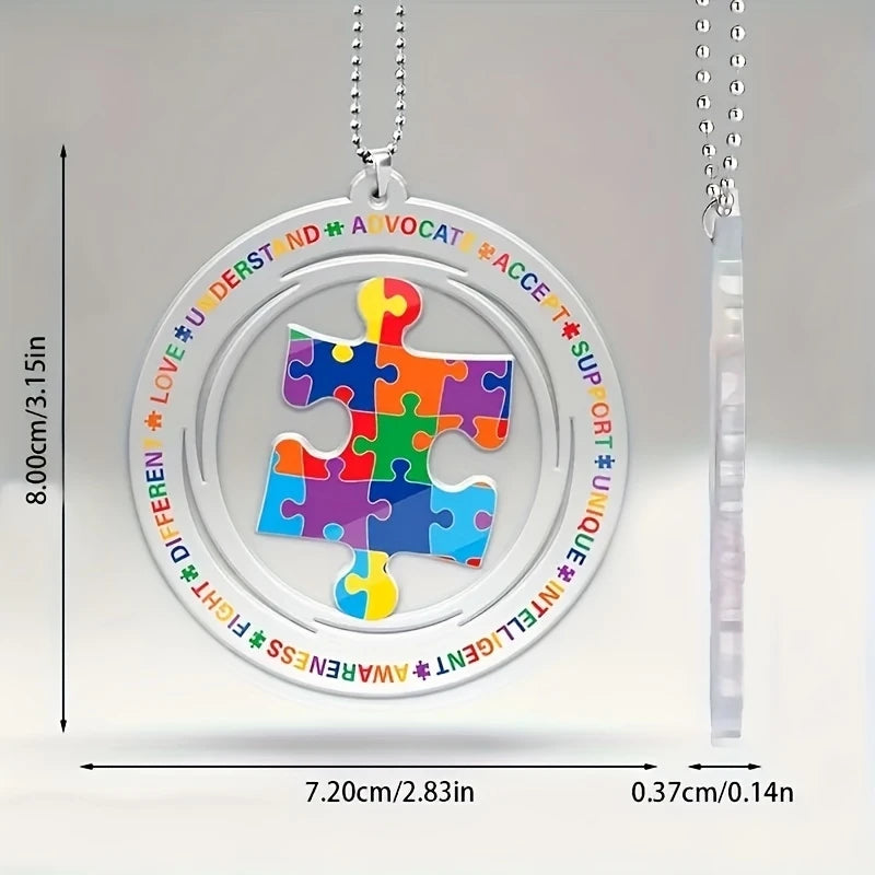 Autism Awareness Puzzle Piece Car Hanging Ornament – Acrylic Decoration