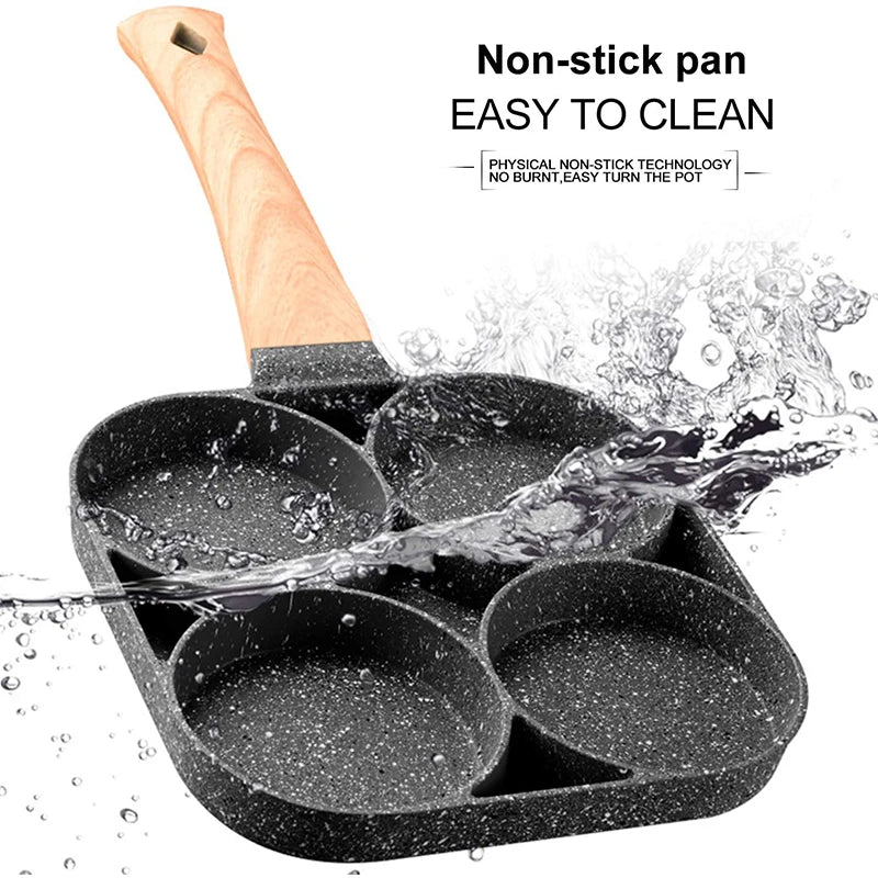 4-Cup Egg Frying Pan – Nonstick Medical Stone Pancake Pan for Gas & Induction Cookers