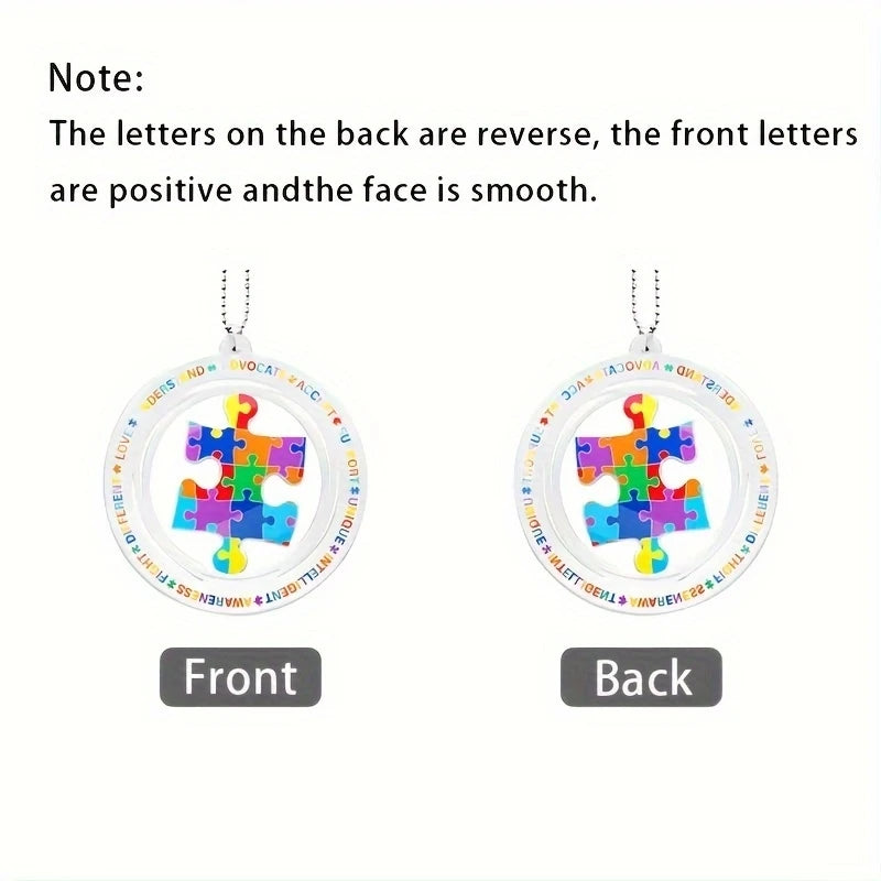 Autism Awareness Puzzle Piece Car Hanging Ornament – Acrylic Decoration