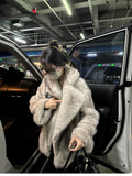 Lautaro Women’s Oversized Faux Fox Fur Coat – Luxury Thick Warm Fluffy Jacket with Pockets, Autumn Winter