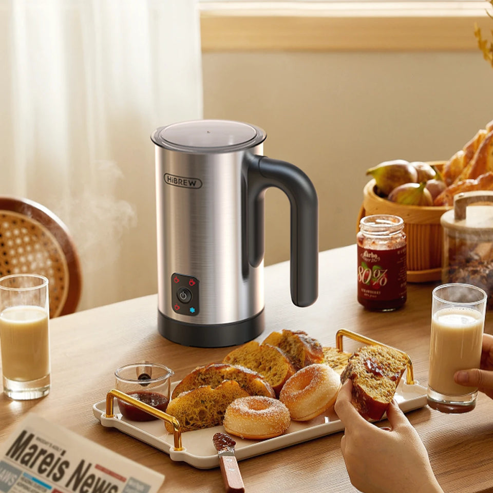 HiBREW 4-in-1 Automatic Milk Frother & Warmer – Hot/Cold Foam Maker for Latte, Cappuccino, Chocolate & Protein Drinks (M3A)