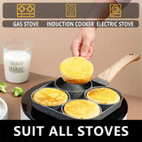 4-Cup Egg Frying Pan – Nonstick Medical Stone Pancake Pan for Gas & Induction Cookers