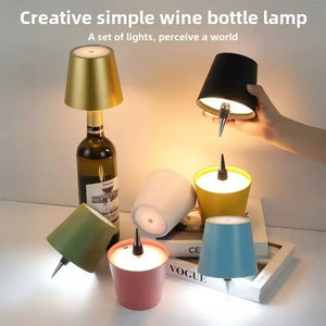 Wireless Rechargeable Wine Bottle Lamp – Touch Control LED Table Light with 3 Colors & Dimmable Brightness