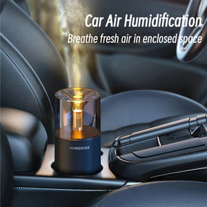 Mini Portable Car Aromatherapy Diffuser with LED Candlelight – USB Essential Oil Humidifier for Home, Office & Travel