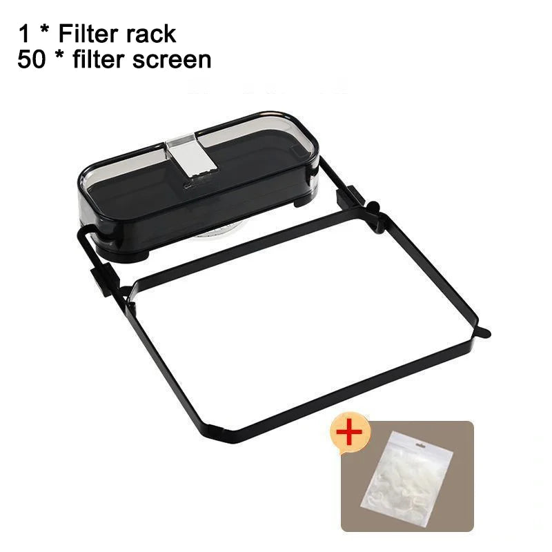 Kitchen Sink Filter Rack with 50PCS Net Bags – Foldable Corner Drain Basket & Food Strainer