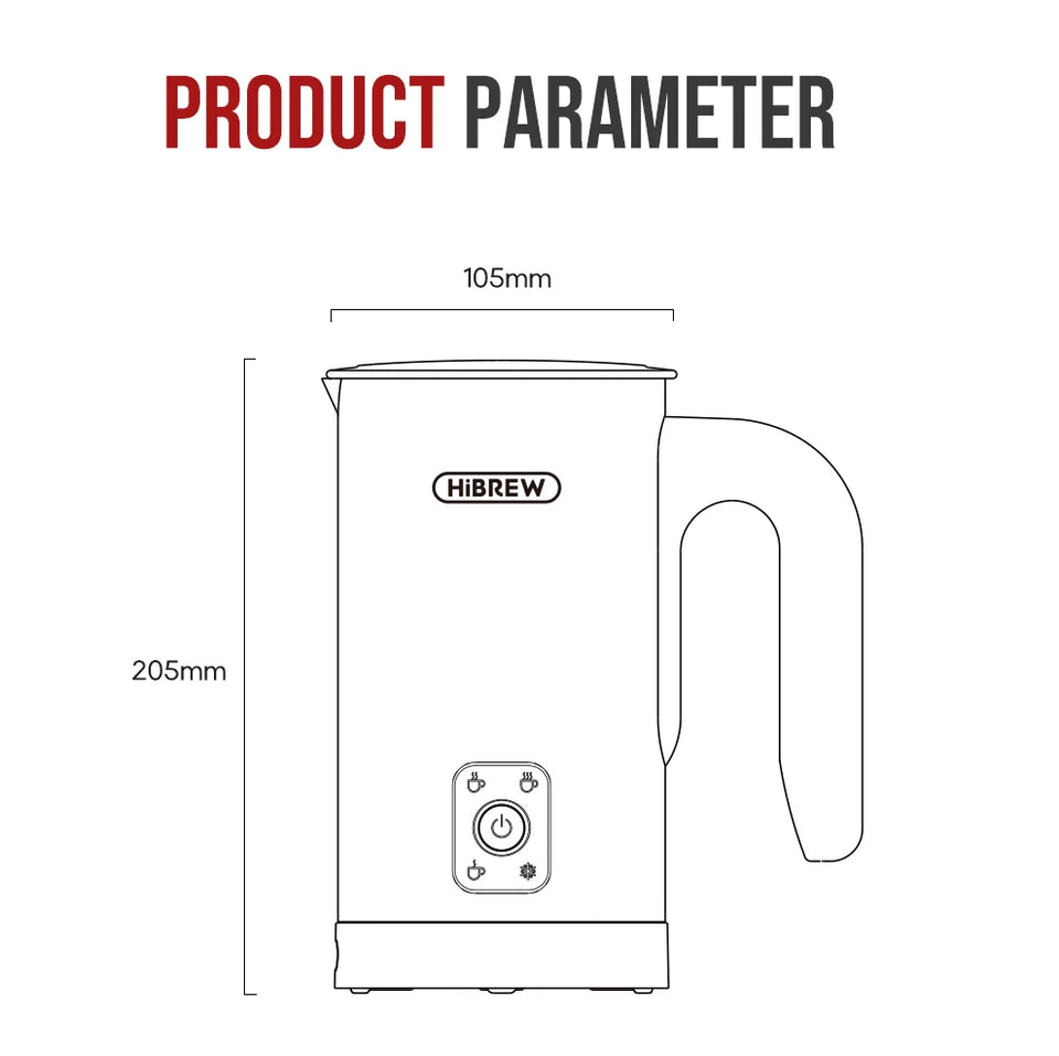 HiBREW 4-in-1 Automatic Milk Frother & Warmer – Hot/Cold Foam Maker for Latte, Cappuccino, Chocolate & Protein Drinks (M3A)