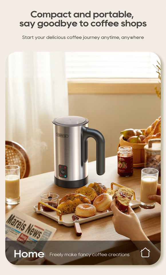 HiBREW 4-in-1 Automatic Milk Frother & Warmer – Hot/Cold Foam Maker for Latte, Cappuccino, Chocolate & Protein Drinks (M3A)