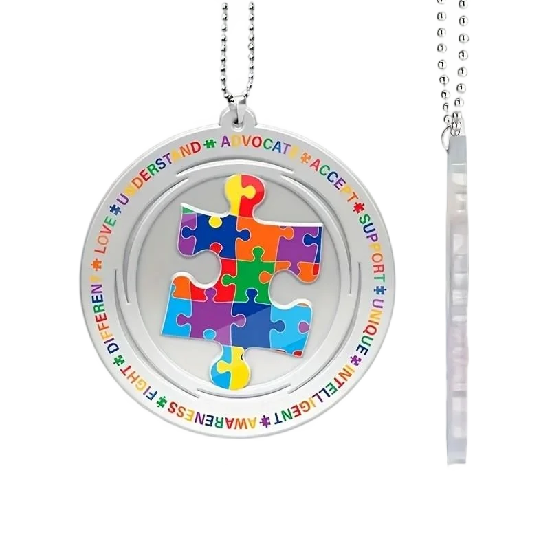 Autism Awareness Puzzle Piece Car Hanging Ornament – Acrylic Decoration