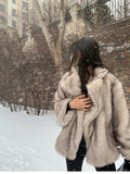 Lautaro Women’s Oversized Faux Fox Fur Coat – Luxury Thick Warm Fluffy Jacket with Pockets, Autumn Winter