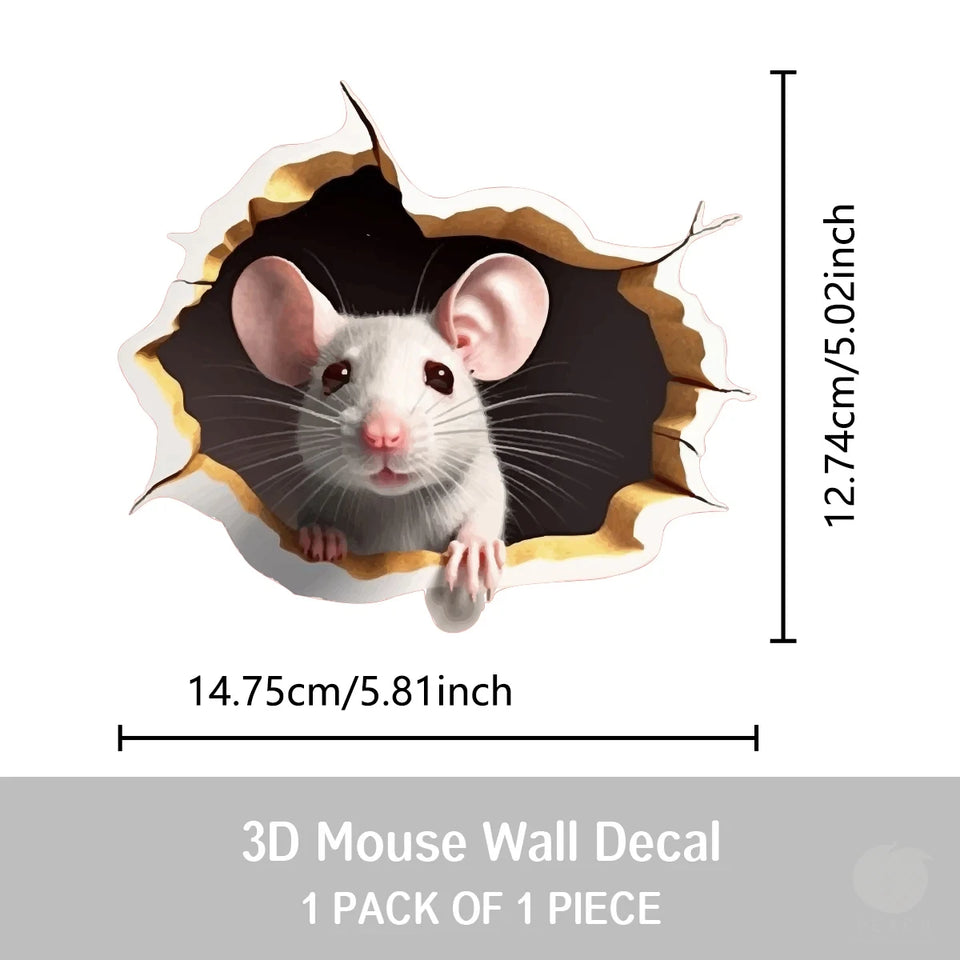 Peek-a-Boo Mouse Wall Sticker – 3D Hole Effect Décor