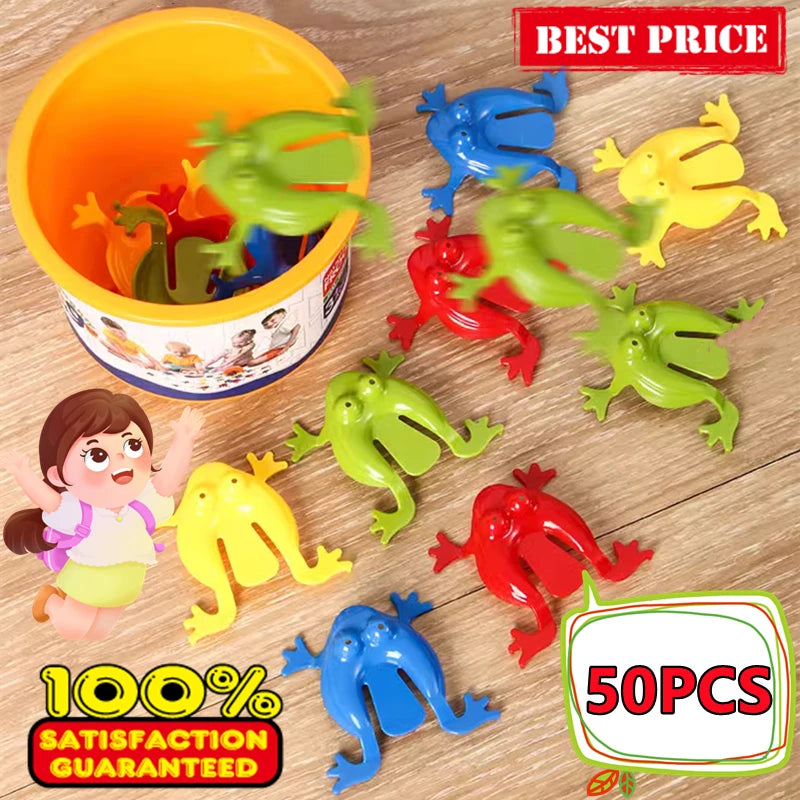 50PCS Jumping Frog Toys – Colorful Bounce Frogs for Kids, Stress Relief & Party Games