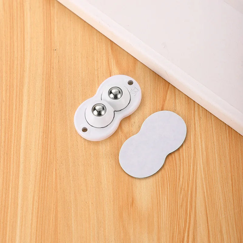 Self-Adhesive Universal Caster Wheels – 360° Swivel Mini Sticky Pulleys for Storage Boxes & Furniture (Set of 4)