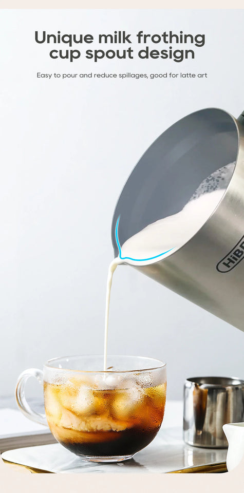 HiBREW 4-in-1 Automatic Milk Frother & Warmer – Hot/Cold Foam Maker for Latte, Cappuccino, Chocolate & Protein Drinks (M3A)