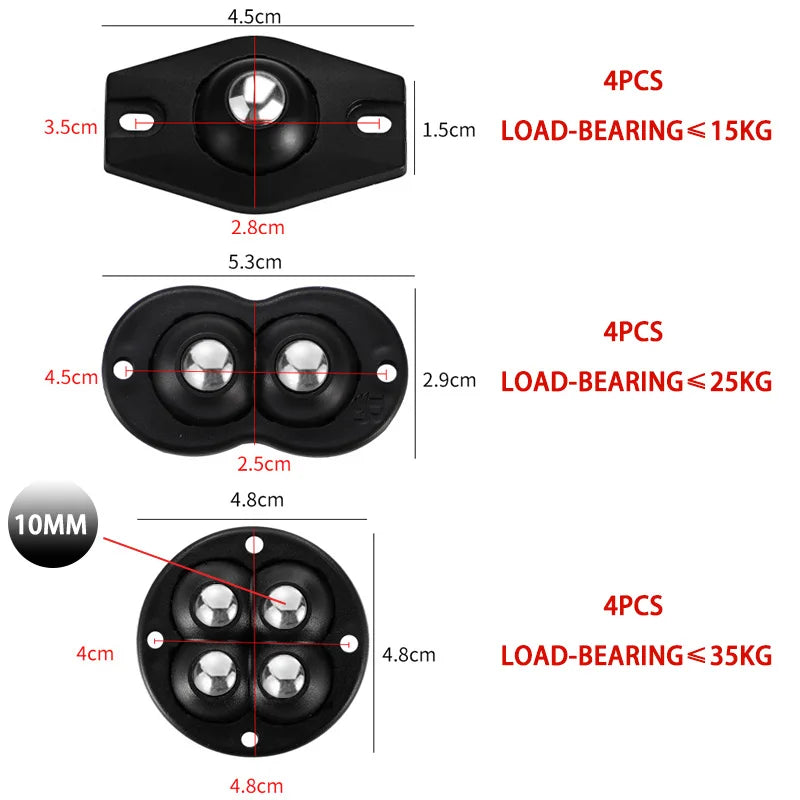 Self-Adhesive Universal Caster Wheels – 360° Swivel Mini Sticky Pulleys for Storage Boxes & Furniture (Set of 4)