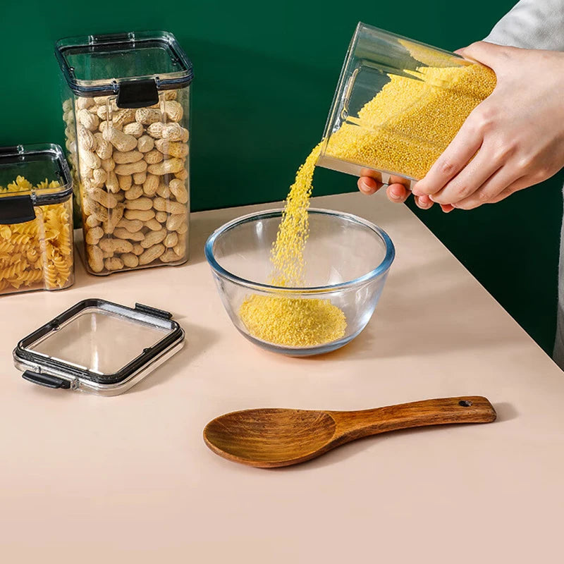 Clear Food Storage Container with Lid – Plastic Kitchen & Pantry Organizer Canister