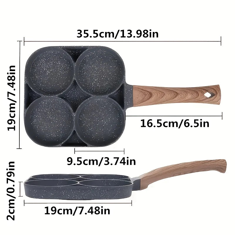 4-Cup Egg Frying Pan – Nonstick Medical Stone Pancake Pan for Gas & Induction Cookers