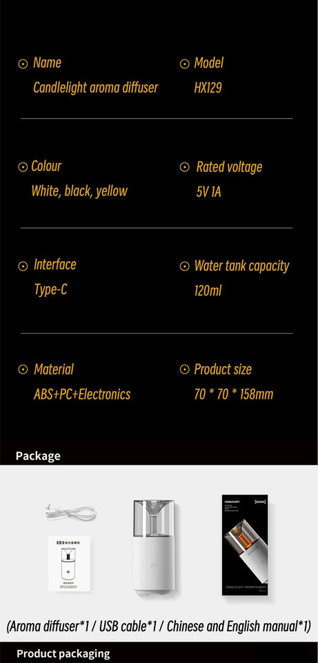 Mini Portable Car Aromatherapy Diffuser with LED Candlelight – USB Essential Oil Humidifier for Home, Office & Travel