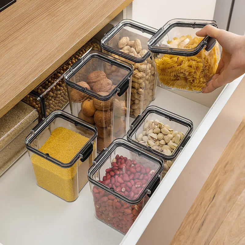 Clear Food Storage Container with Lid – Plastic Kitchen & Pantry Organizer Canister